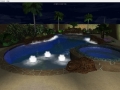 3D Design of Freeform Pool and Spa with Waterfall and Tanning Ledge