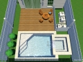 3D Design of Geometric Pool with Spa and Deck