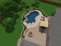 3D Design Overview of Rock Waterfall Freeform Pool