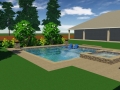 Planning Phase of Geometric Pool with Raised Spa, Tanning Ledge and Fire Bowls