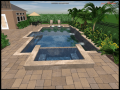 3D Design of Geometric Pool with Raised Spa and Sheer Descent Wall