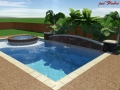3D Design of Geometric Pool and Spa on Tanning Ledge