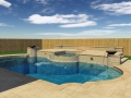 3D Design of Geometric Pool with Raised Spa and Patio