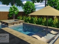 3D Design of Geometric Pool and Spa with Tanning Ledge