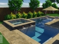 3D Design of Geometric Pool and Spa with Tanning Ledge