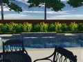 3D Design of Geometric Pool with Tanning Ledge and Raised Wall