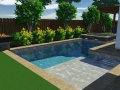 Geometric Pool and Spa with Tanning Ledge and Fire Bowls Design Phase