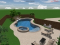 3D Overview of Freeform Pool and Outdoor Living Area