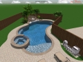 3D Design of Freeform Pool and Spa with Tanning Ledge