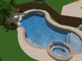 3D Design of Freeform Pool and Spa with Tanning Ledge and Waterfall