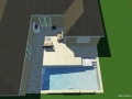 Overview 3D Design of Geometric Pool and Patio