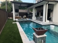 Geometric Pool with Raised Spa and Fire Pot