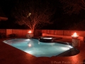 Geometric Pool with Fire Pots